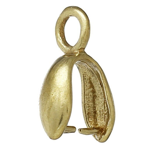 4 Brass Tiny Pendant Pinch Bails Clasps Brass Color 7x5mm(2/8" x 2/8")