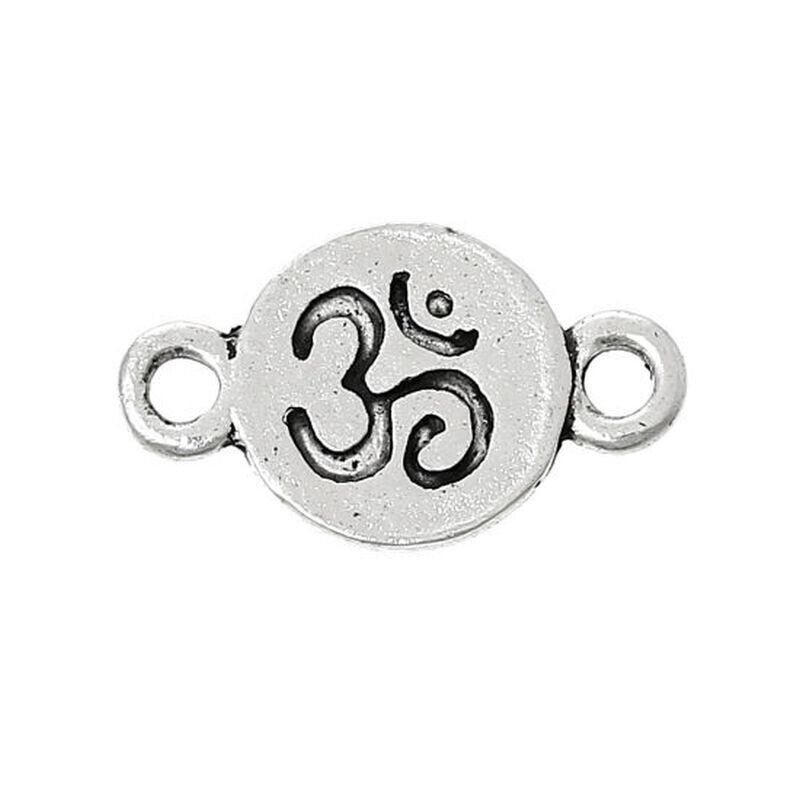 20 Yoga Healing Bracelet Connectors Yoga Om/ Aum Symbol Antique Silver