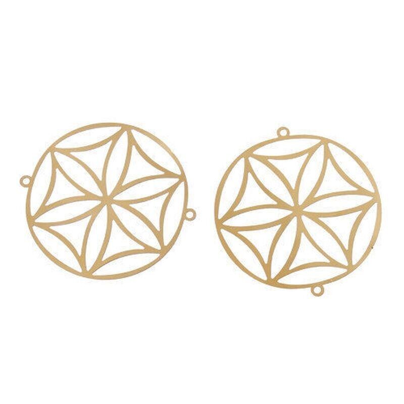 5 Pcs Gold Plated Stainless Steel Connector 3cm Flower of Life Jewelry Making