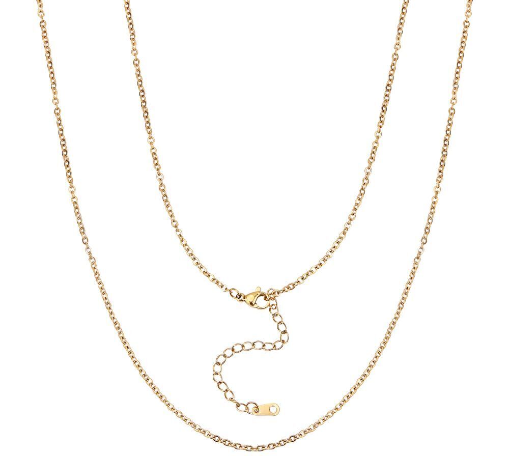 18K Gold Plated Stainless Steel 2mm Chain Necklace 16"(41cm)-with Extender Chain