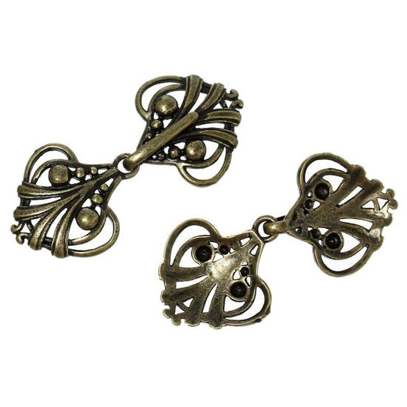 2 Sets Hook Clasps Heart Antique Bronze over Copper 45 x 21mm(1 6/8" x  7/8")
