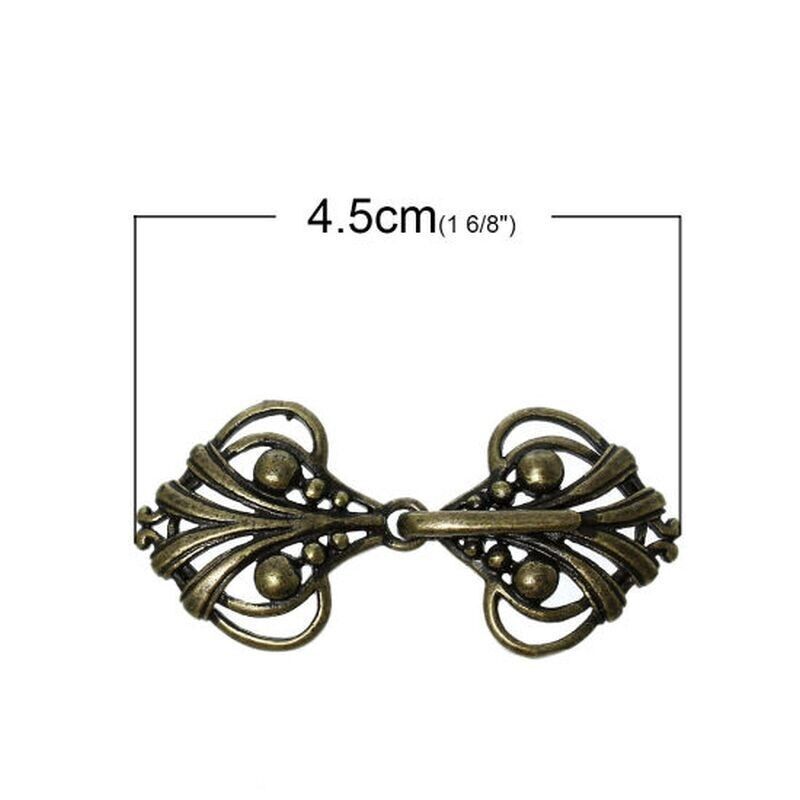 2 Sets Hook Clasps Heart Antique Bronze over Copper 45 x 21mm(1 6/8" x  7/8")