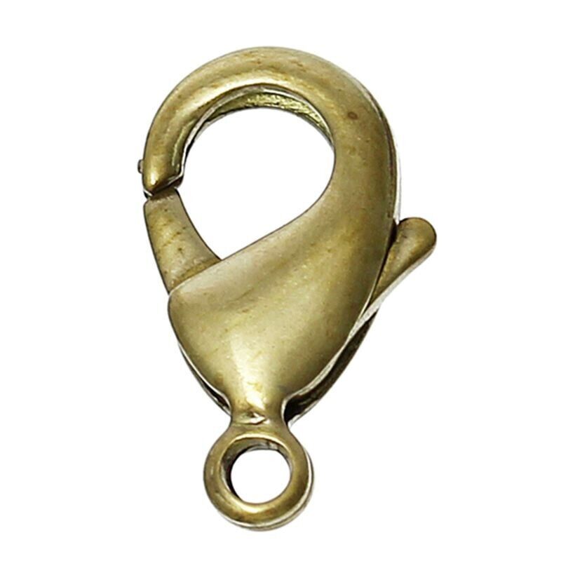 2 Brass Large Lobster Clasp Findings 15x9mm( 5/8"x 3/8")