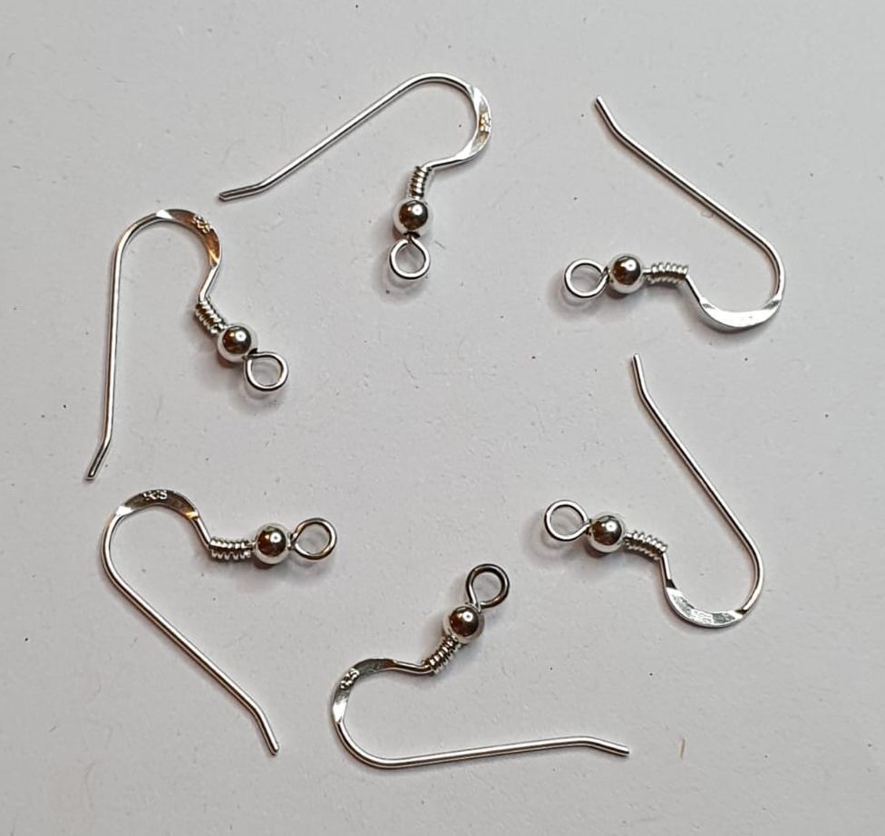 925 Sterling Silver Earrings Fish Hooks with Ball and Spring