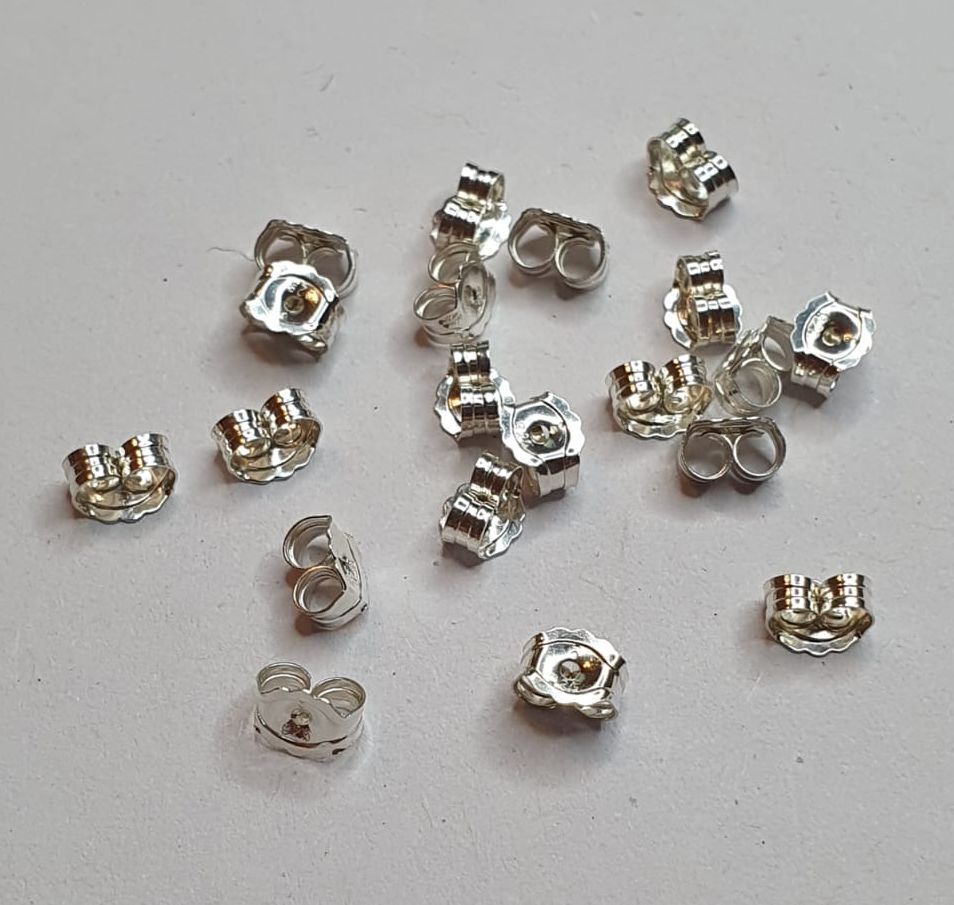 925 Sterling Silver Earrings Nuts Post Stopper Back Butterfly 3.8x4.6mm-Standard