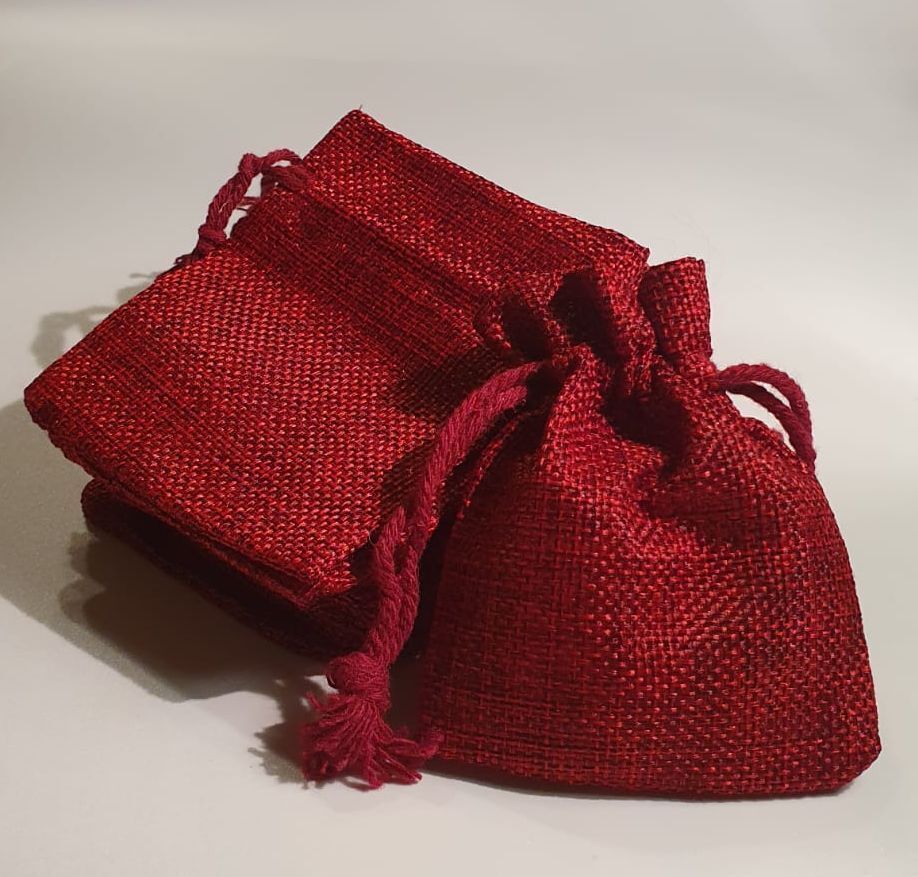 5 Lining Burlap Small Gift Bags Hemp, Hessian Bags, Sack Drawstring linen 8x10cm