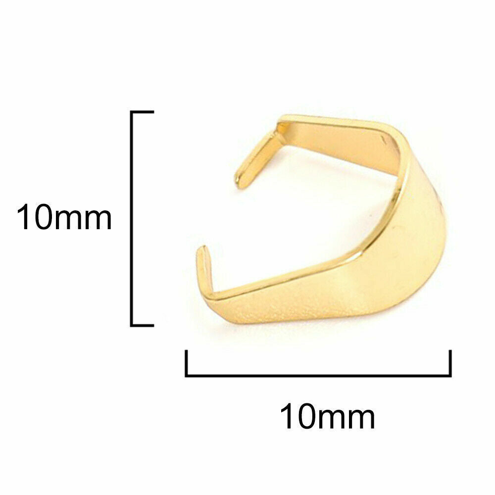 10 Stainless Steel Pendant Pinch Bails Clasps U-shaped Gold Plated 10x10mm