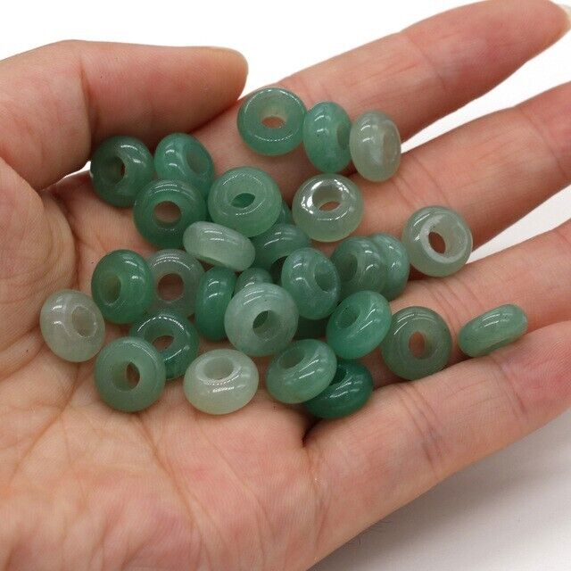 10 x European Large Hole Gemstone Abacus Donut Charm Beads Jewelry Making