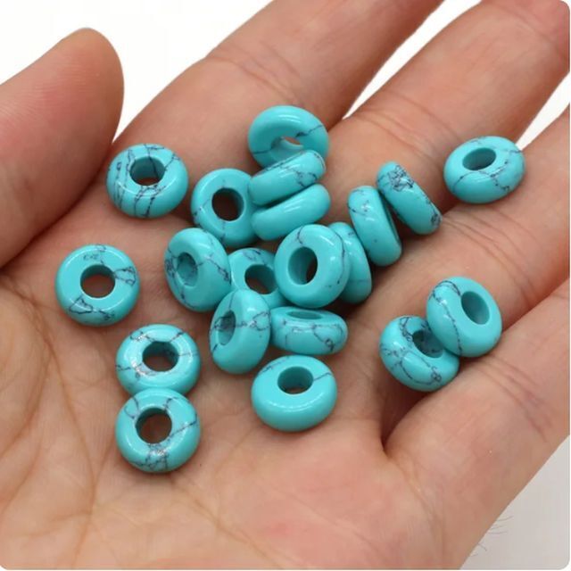 10 x European Large Hole Gemstone Abacus Donut Charm Beads Jewelry Making