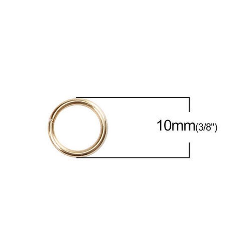 10 Stainless Steel Opened Jump Rings Findings Round Gold Plated 10mm x 1.2 mm